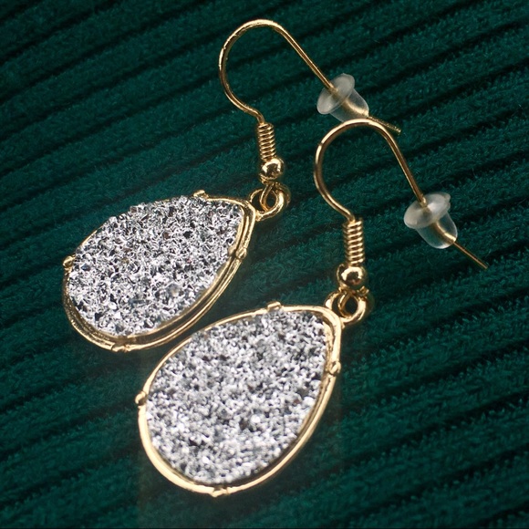 • NEW! Teardrop Druzy Earrings • - Picture 4 of 8